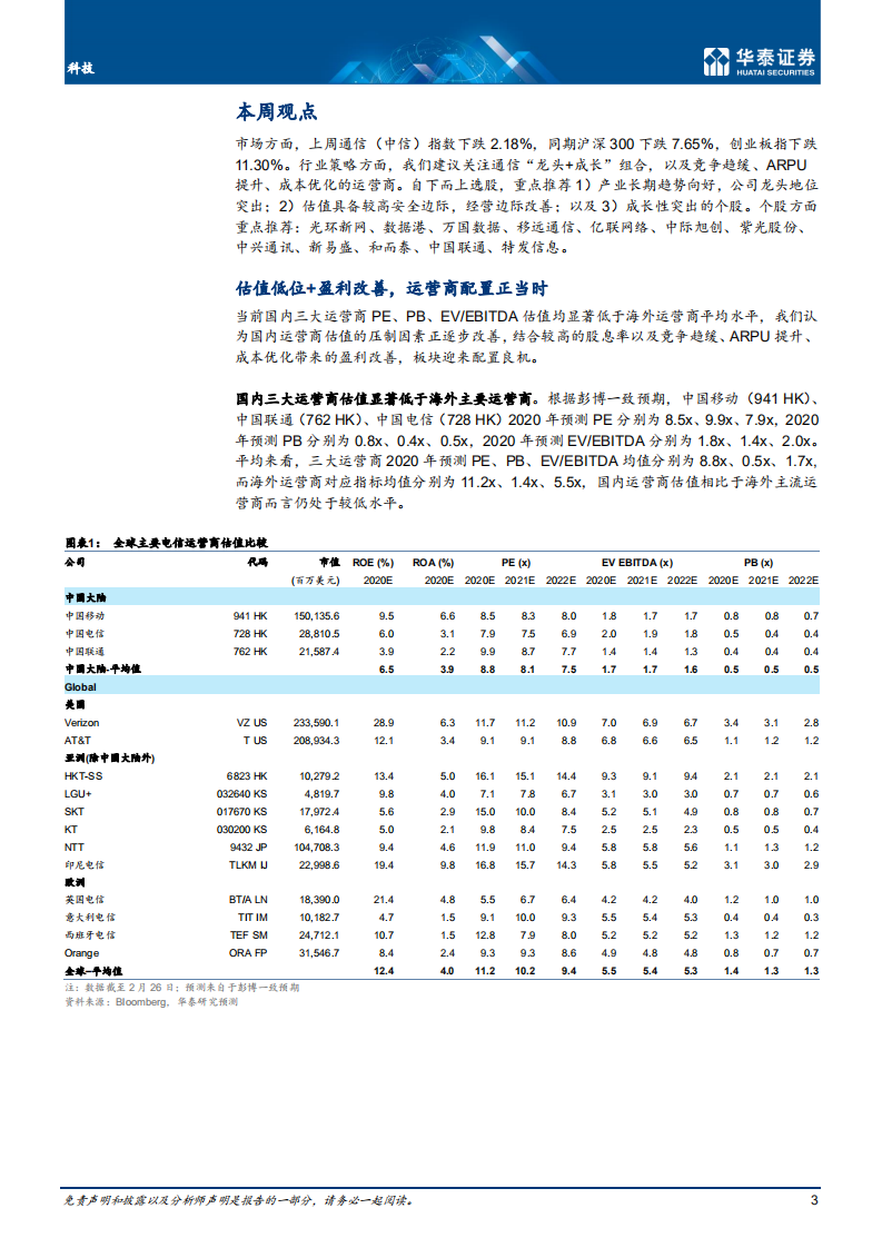 通信行业：估值低位+盈利改善，运营商配置正当时-210228.pdf 第3页