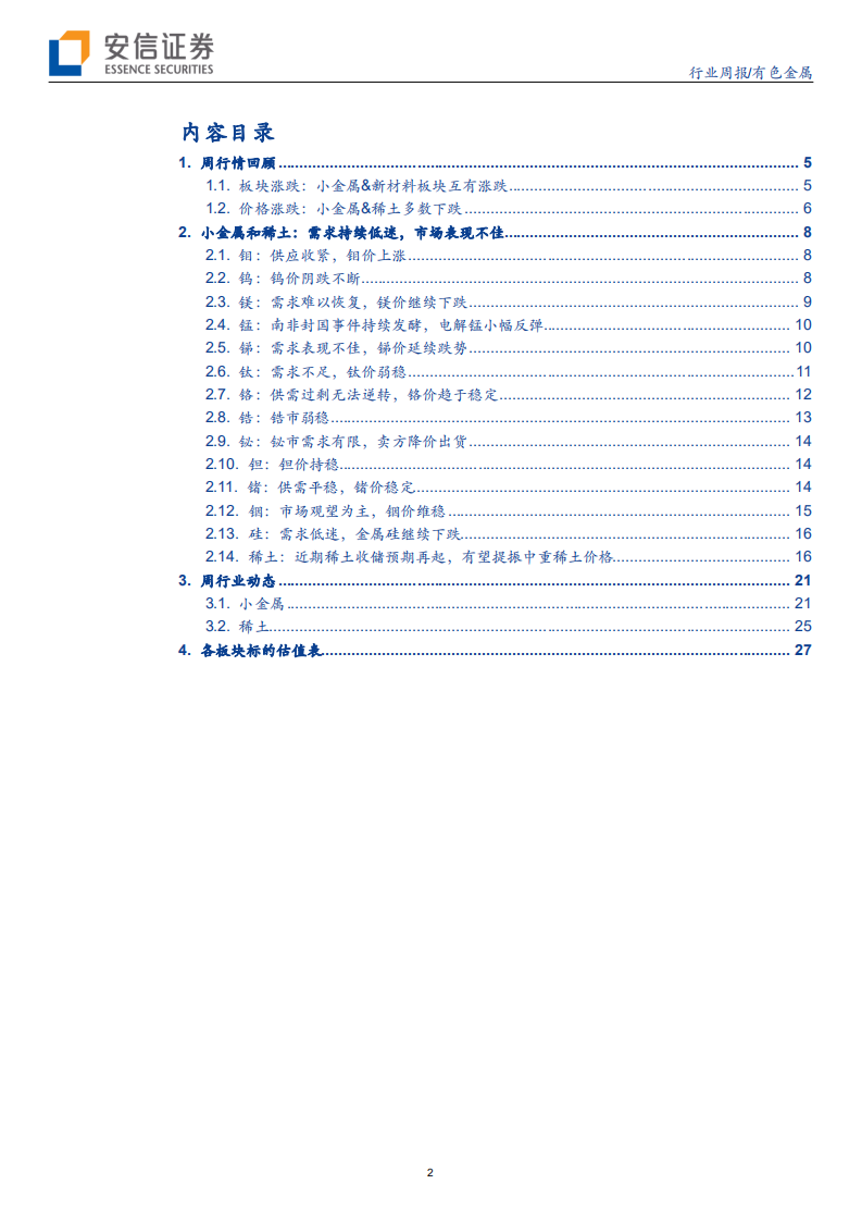 小金属＆新材料行业：关注稀土收储预期升温，小金属出口订单下滑，价格延续弱势-200413.pdf 第2页