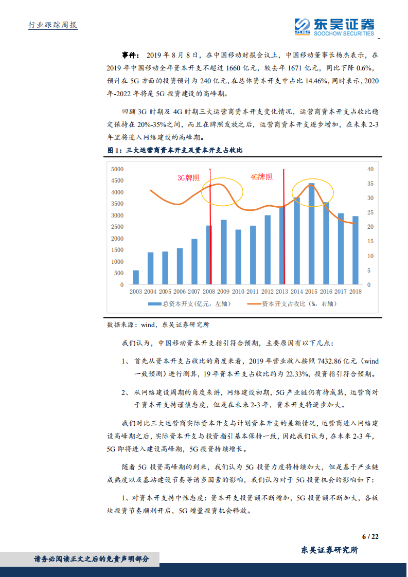 通信行业：华为鸿蒙发布，中国移动资本开支指引符合预期，持续看好5G为代表信息网络新基建产业链投资机会-190811.pdf 第6页
