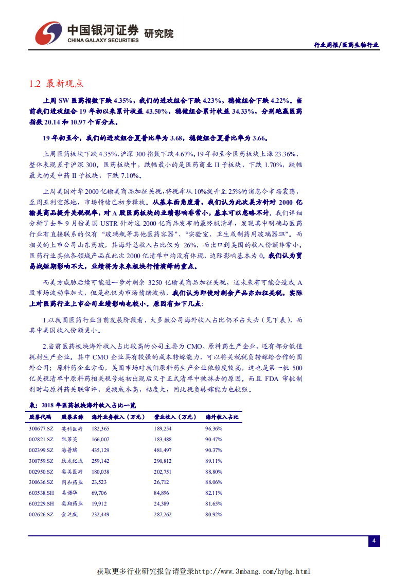 医药生物行业：关税上升对医药行业影响甚微，业绩料为未来行情重点-190512.pdf 第4页