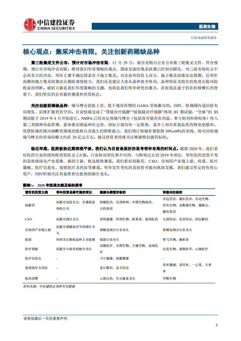 医药生物行业：集采冲击有限，关注创新药稀缺品种-191229.pdf 第3页