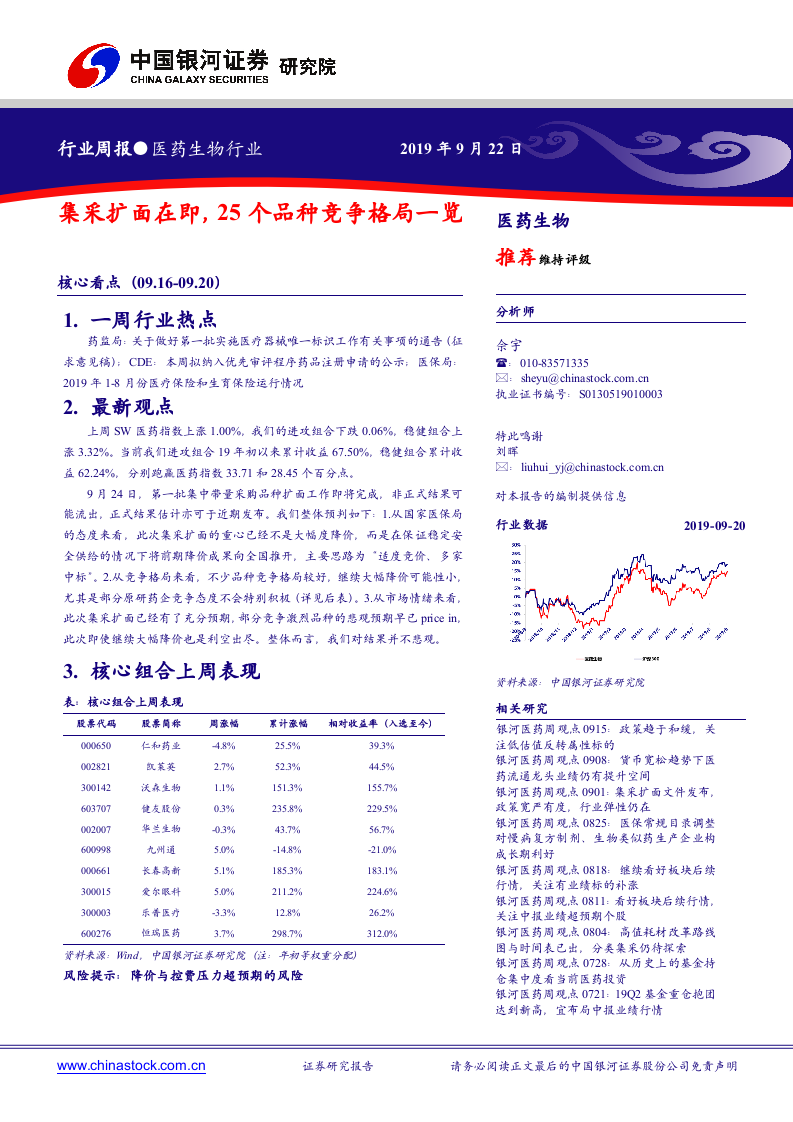 医药生物行业：集采扩面在即，25个品种竞争格局一览-190922DOC.docx 第1页