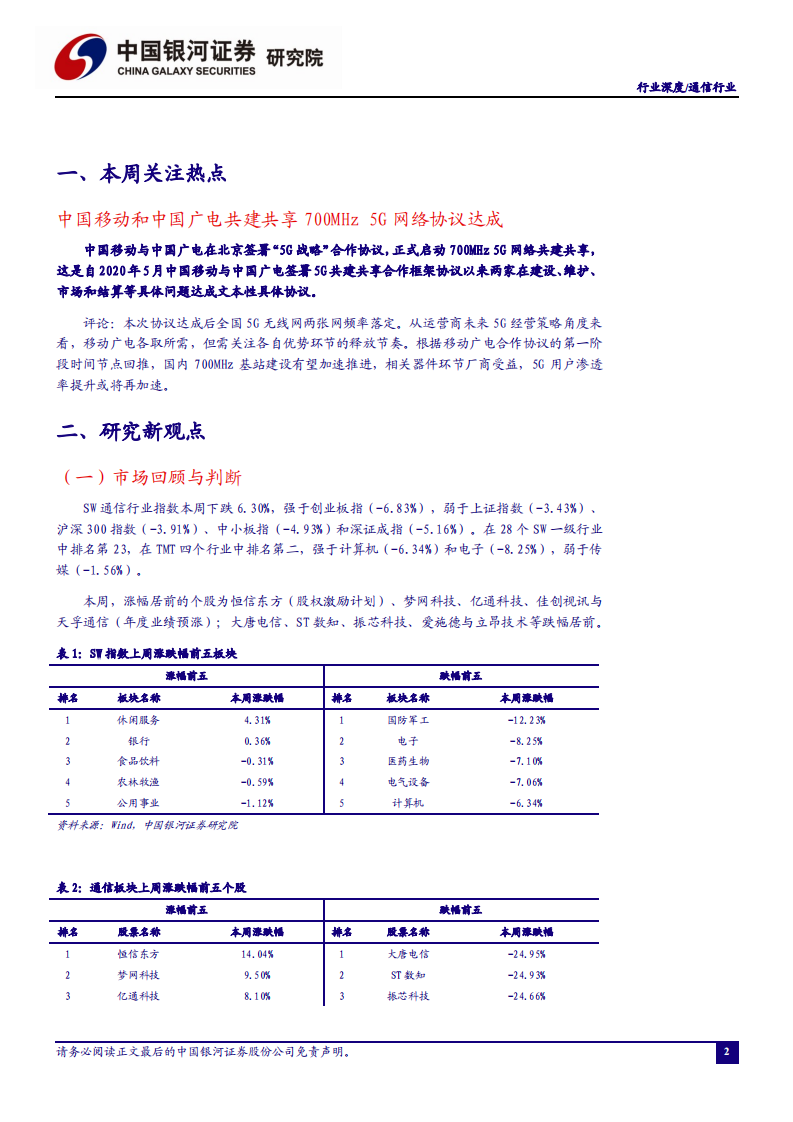 通信行业：移动广电共建共享700MHz 5G网络，再探相关受益环节-210201.pdf 第3页