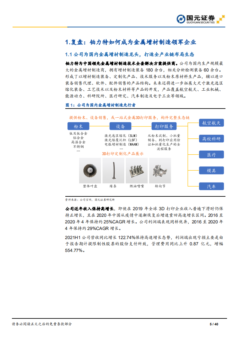 铂力特-首次覆盖报告：金属3D打印龙头，航空航天&ldquo;铸剑人&rdquo;-210905.pdf 第5页