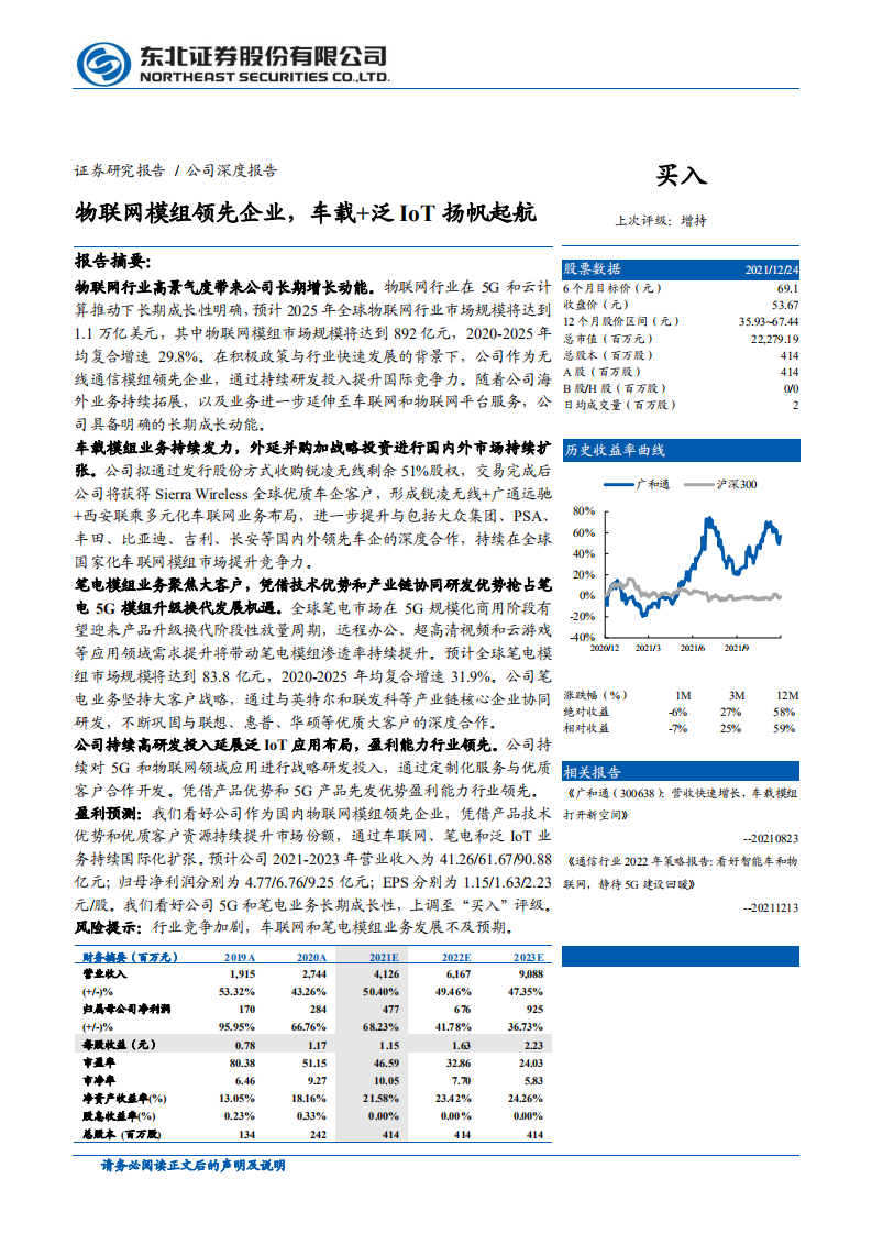 广和通-物联网模组领先企业，车载+泛IoT扬帆起航-211224.pdf 第1页