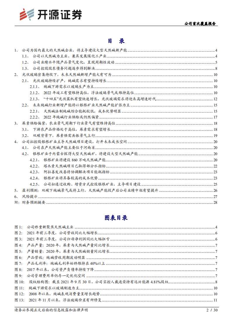 远兴能源-公司首次覆盖报告：天然碱稀缺龙头，大型天然碱项目将拔地而起-20220112.pdf 第2页