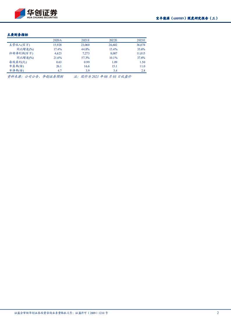 宝丰能源-深度研究报告（三）：煤制烯烃龙头的碳中和路径选择与经济匡算-210804.pdf 第2页