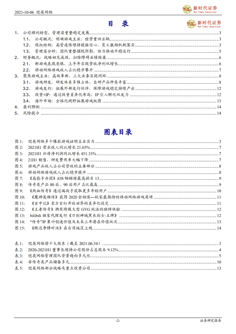 恺英网络-首次覆盖报告：公司经营回归正轨，产品丰富全年业绩值得期待-211006.pdf 第2页