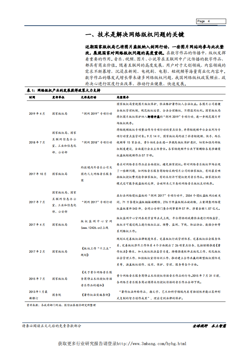 网络与服务行业网络版权保护专题报告：技术是解决网络版权及知识产权保护的关键-190417.pdf 第4页