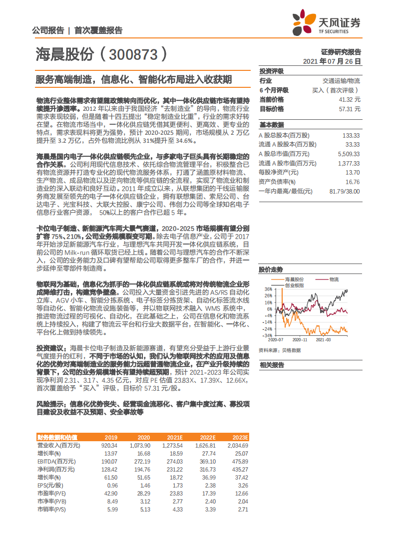 海晨股份-服务高端制造，信息化、智能化布局进入收获期-210726.pdf 第1页