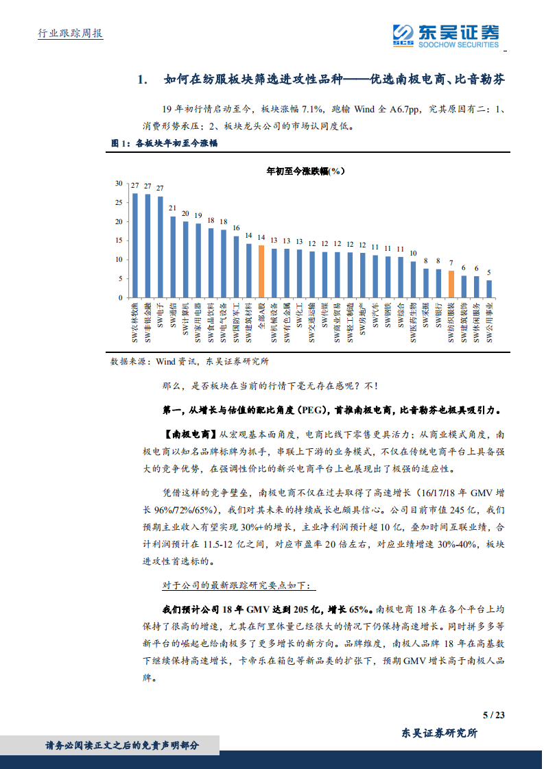 纺织服装行业如何从纺服板块筛选进攻性品种：优选南极电商、比音勒芬.pdf 第5页