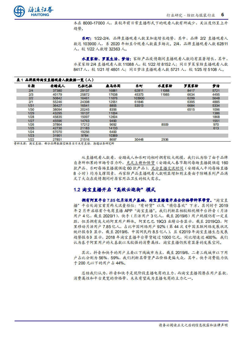纺织与服装行业专题报告：直播电商引领行业&ldquo;宅消费&rdquo;-200218.pdf 第6页