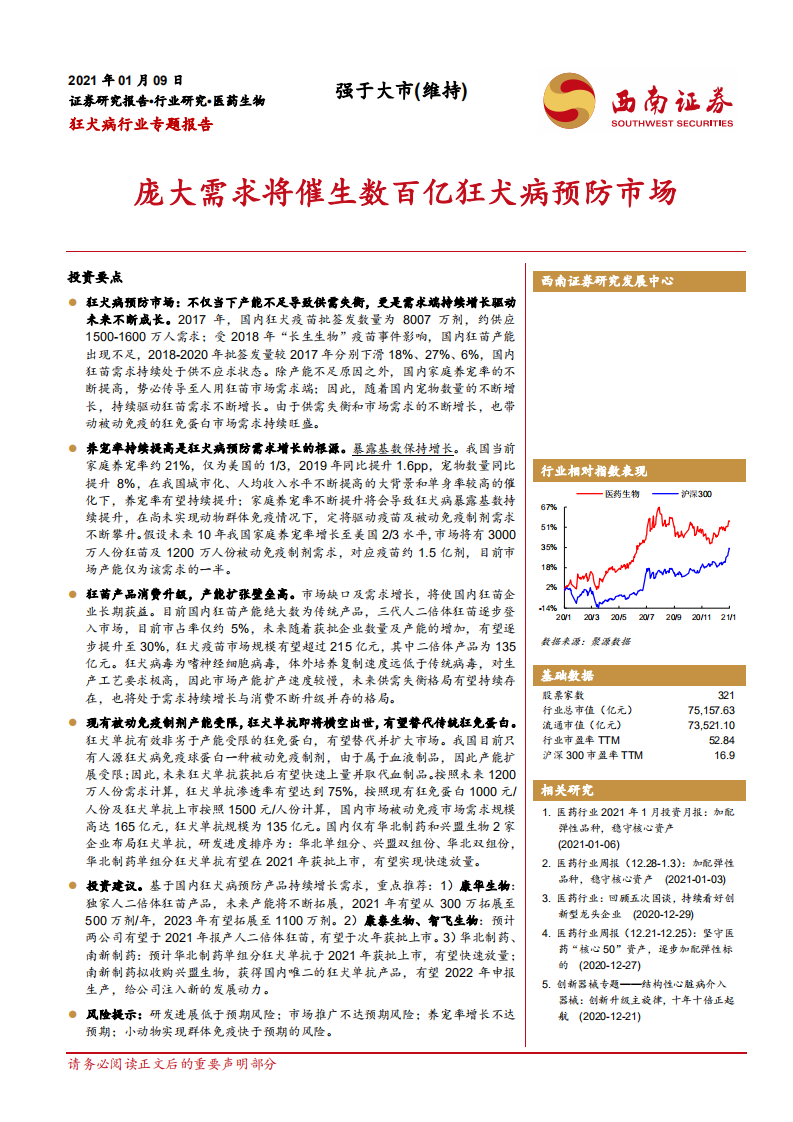 狂犬病行业专题报告：庞大需求将催生数百亿狂犬病预防市场-210109.pdf 第1页