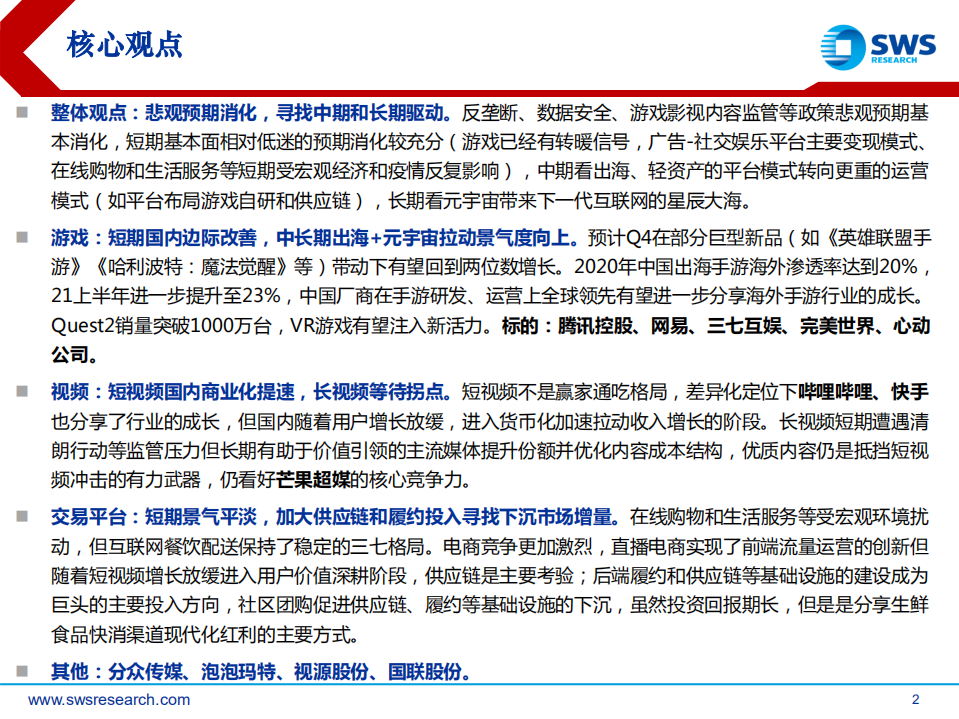 2022年互联网传媒行业投资策略：浴火后重生-211213.pdf 第2页