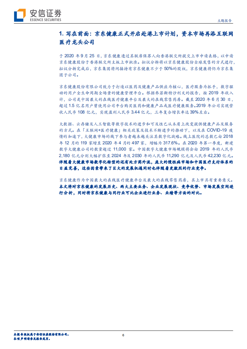 新三板医疗信息化专题系列三：从京东健康赴港上市看互联网医疗商业模式-20201020.pdf 第6页