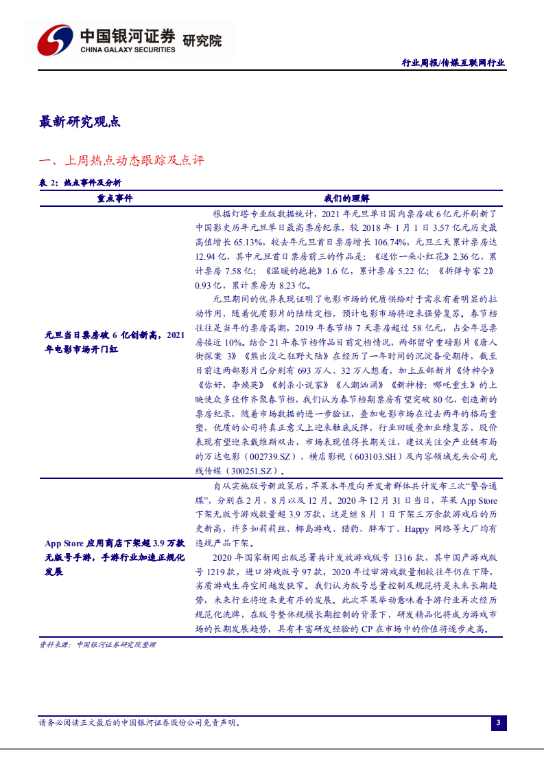 传媒互联网行业：元旦票房开门红，App Store下架无版号游戏-20210103.pdf 第3页