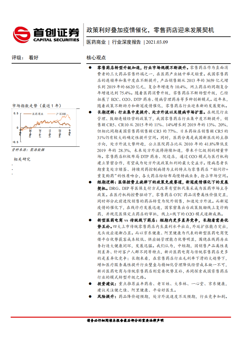 医药商业行业深度报告：政策利好叠加疫情催化，零售药店迎来发展契机-210309.pdf 第1页