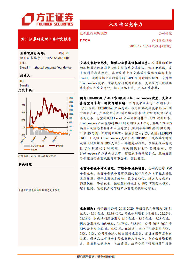 蓝帆医疗-全球心脏支架及PVC行业龙头，掌握专利技术及核心竞争力-181210.pdf 第1页