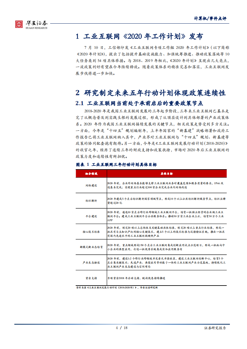 计算机行业：工业互联网《2020年工作计划》释放政策利好-20200713.pdf 第4页