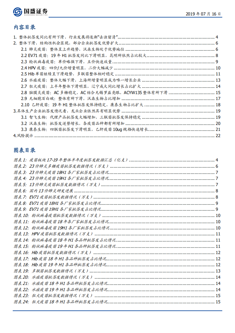 医药生物行业：&ldquo;去浊留清&rdquo;疫苗批签发整体下滑，优势品种依然态势良好-190716.pdf 第2页
