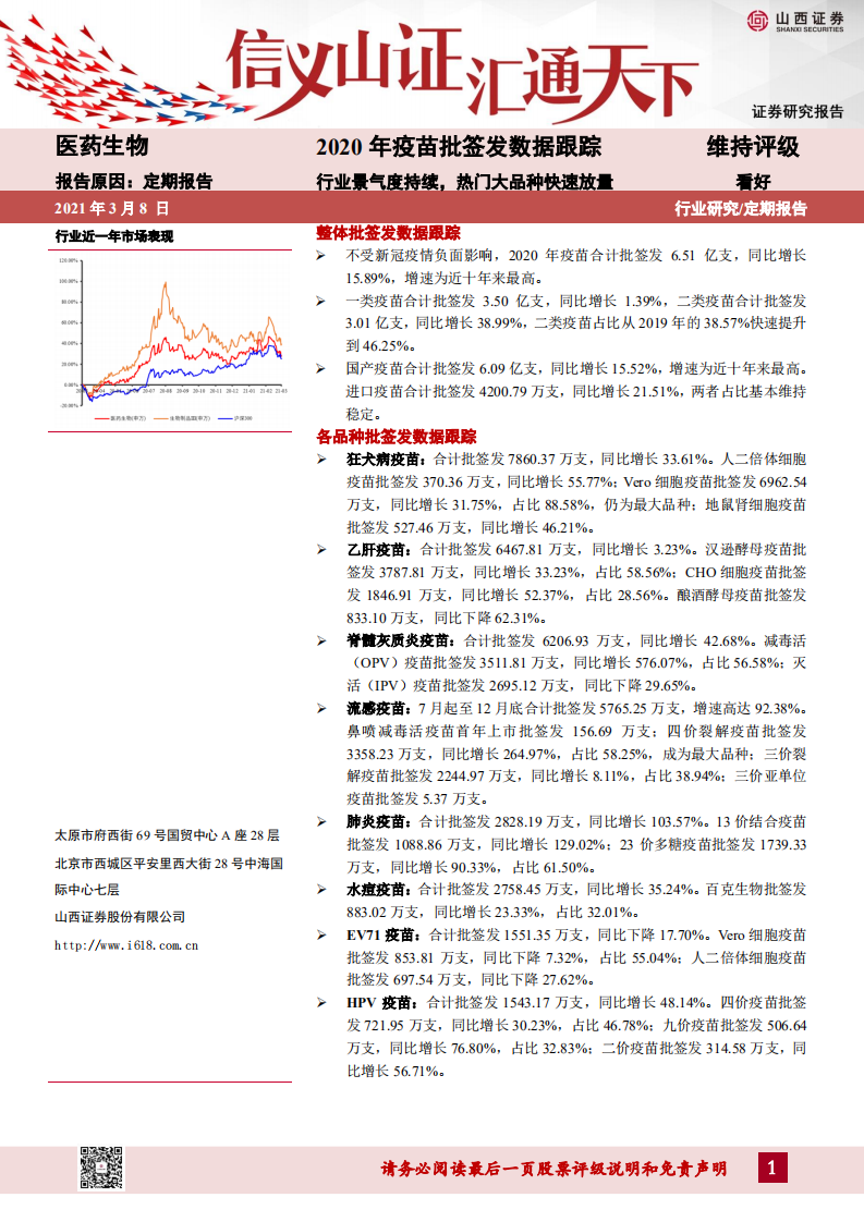 医药生物行业：2020年疫苗批签发数据跟踪，行业景气度持续，热门大品种快速放量-210308.pdf 第1页