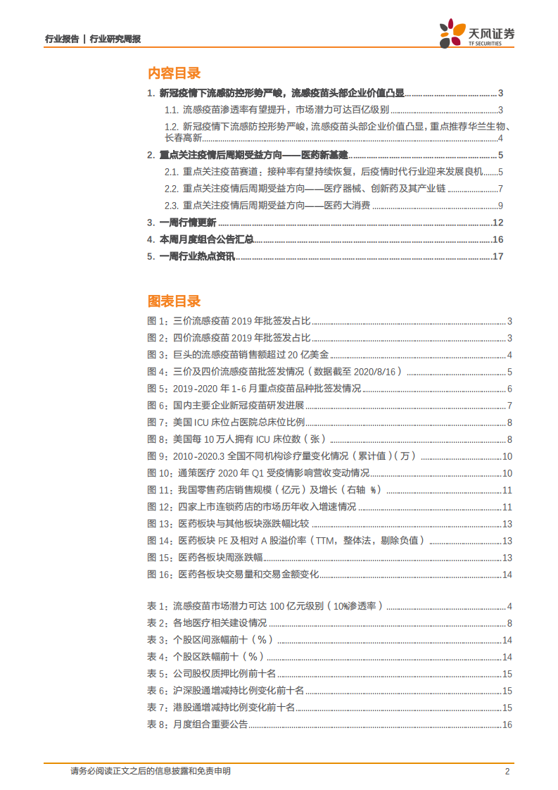 医药生物行业：新冠疫情下流感防控形势严峻，流感疫苗头部企业价值凸显-20200823.pdf 第2页