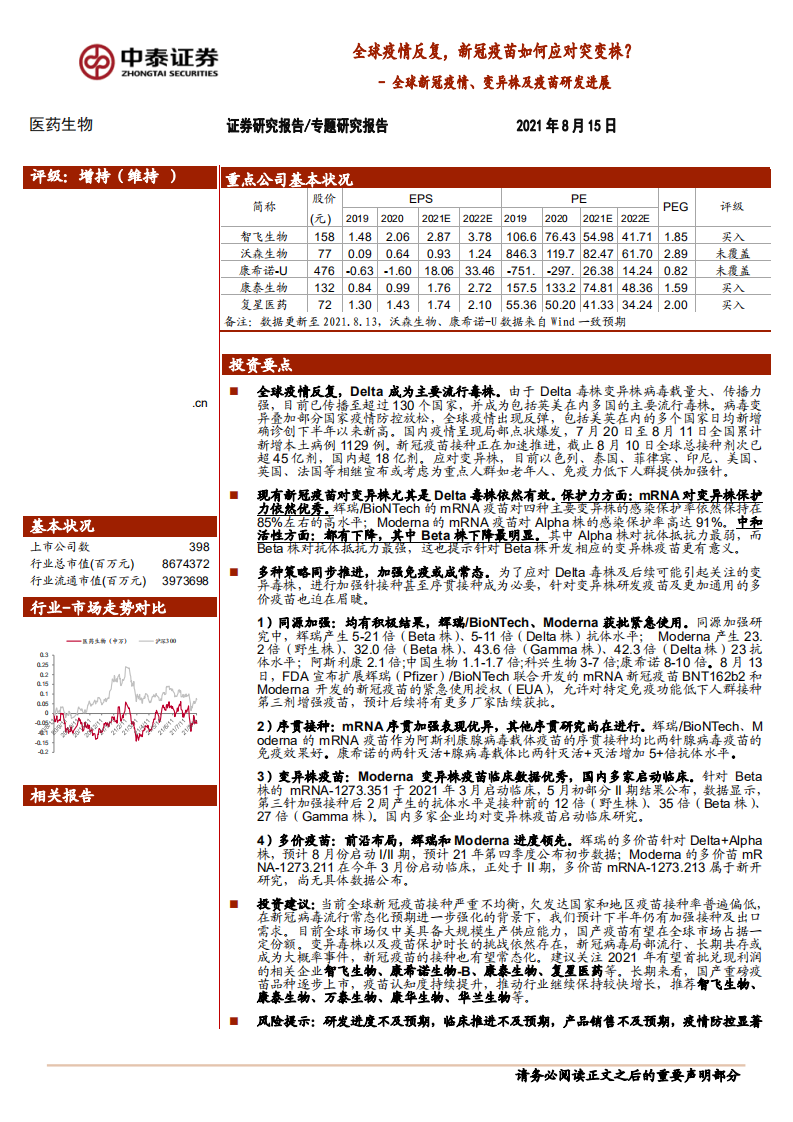 医药生物行业：全球新冠疫情、变异株及疫苗研发进展，全球疫情反复，新冠疫苗如何应对突变株？-210815.pdf 第1页