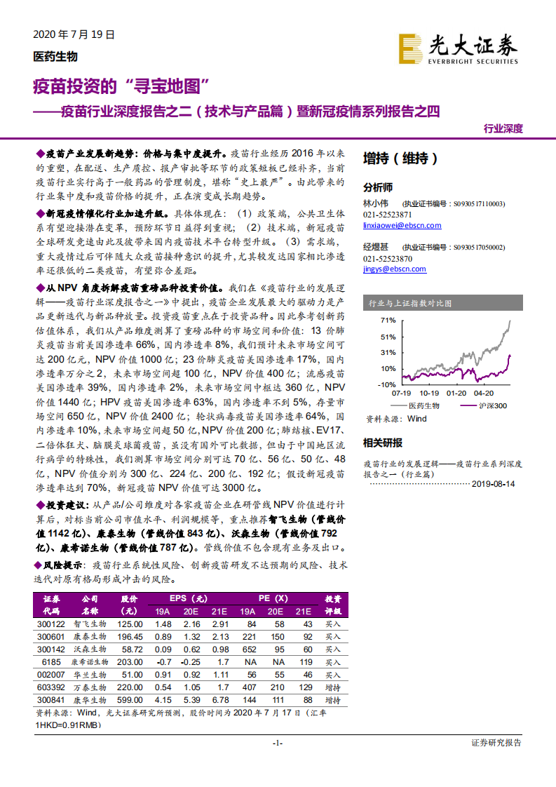 疫苗行业深度报告之二（技术与产品篇）暨新冠疫情系列报告之四：疫苗投资的&ldquo;寻宝地图&rdquo;-20200719.pdf 第1页