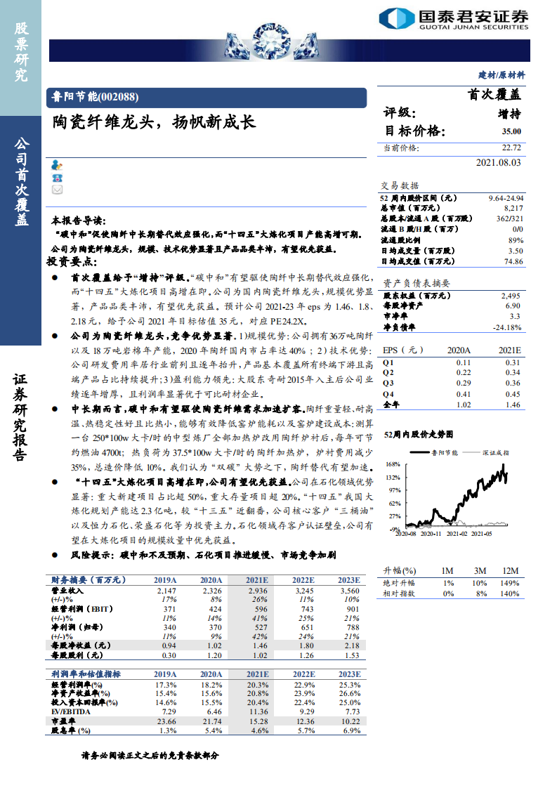 鲁阳节能-陶瓷纤维龙头，扬帆新成长-210803.pdf 第1页