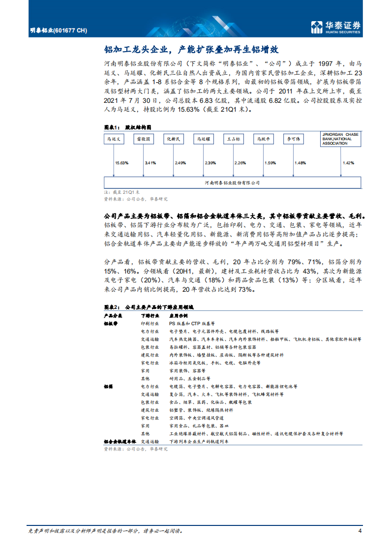 明泰铝业-铝加工龙头，看好再生铝业务赋能-210801.pdf 第4页