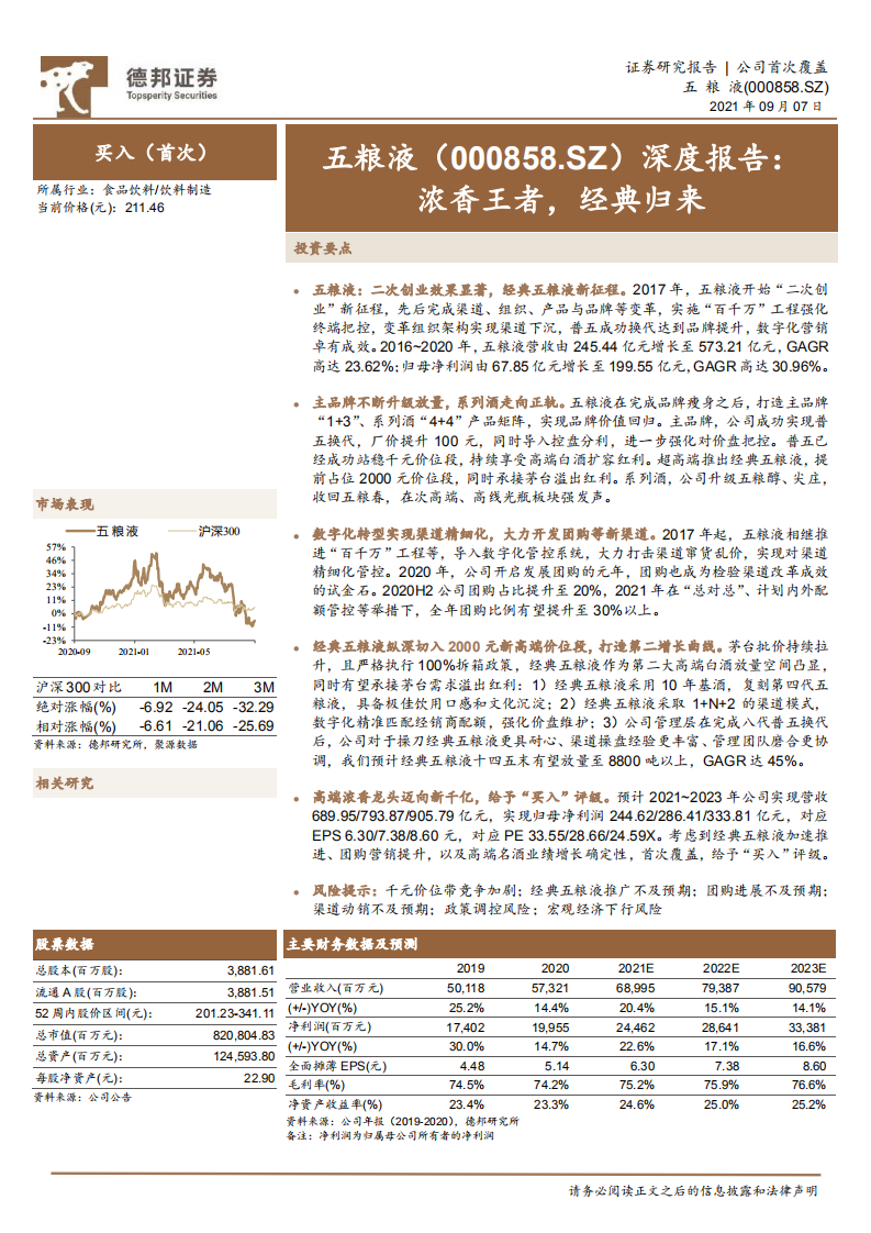 五粮液-深度报告：浓香王者，经典归来-210907.pdf 第1页