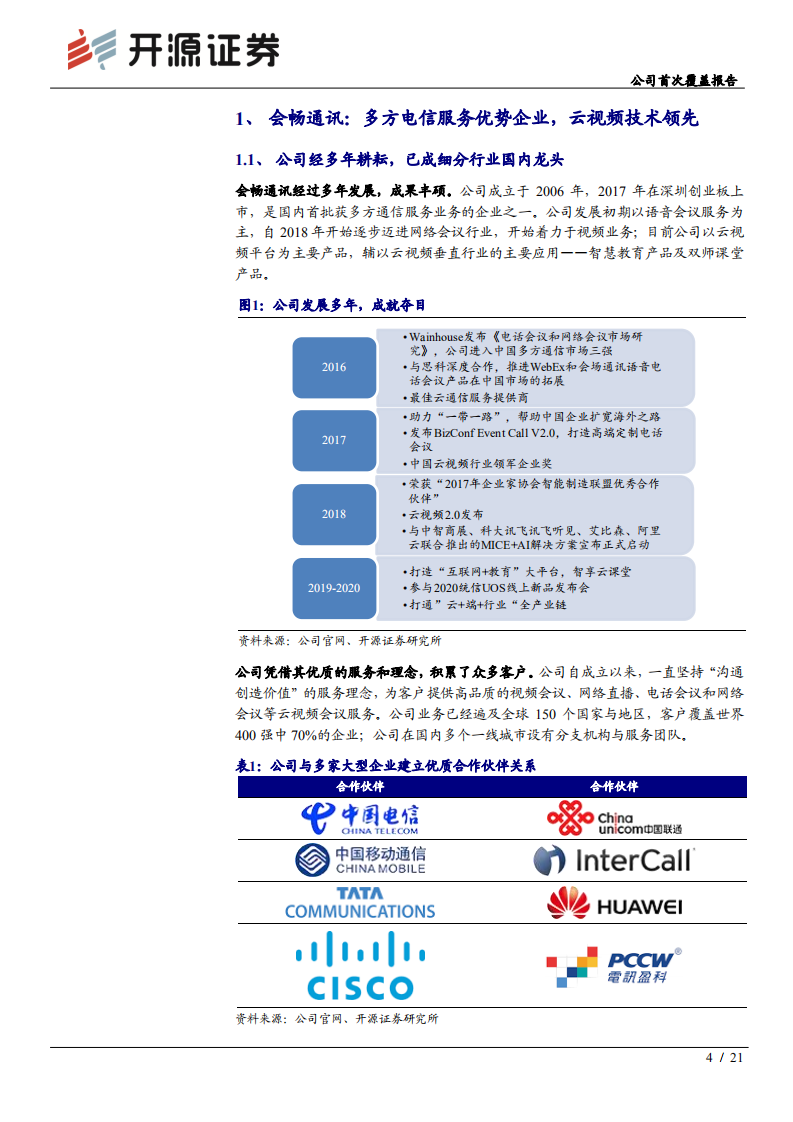 会畅通讯-公司首次覆盖报告：视频&ldquo;会&rdquo;议风口已至，行业领军顺势&ldquo;畅&rdquo;游-200618.pdf 第4页