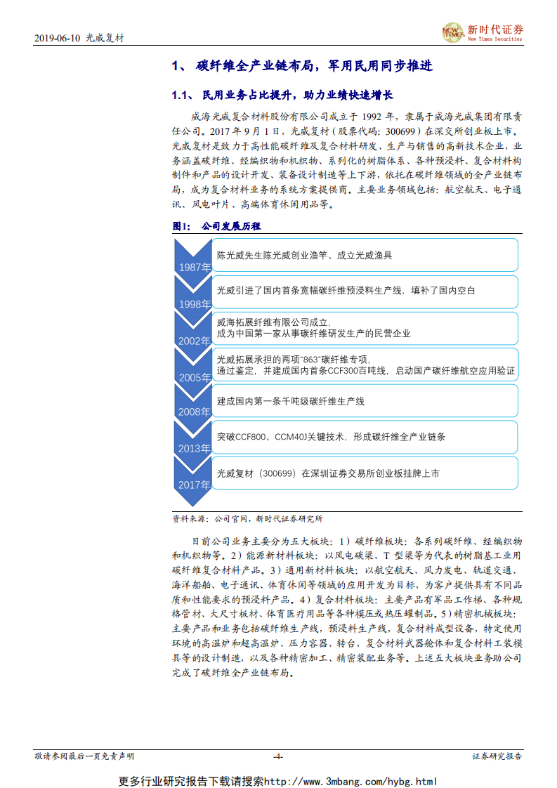 光威复材-军品奠定基石，风电大功率注入新动能-190610.pdf 第4页