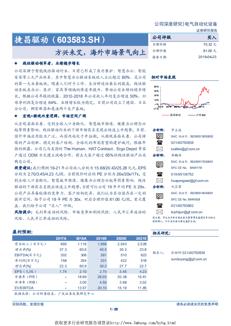 捷昌驱动-方兴未艾，海外市场景气向上-190423.pdf 第1页