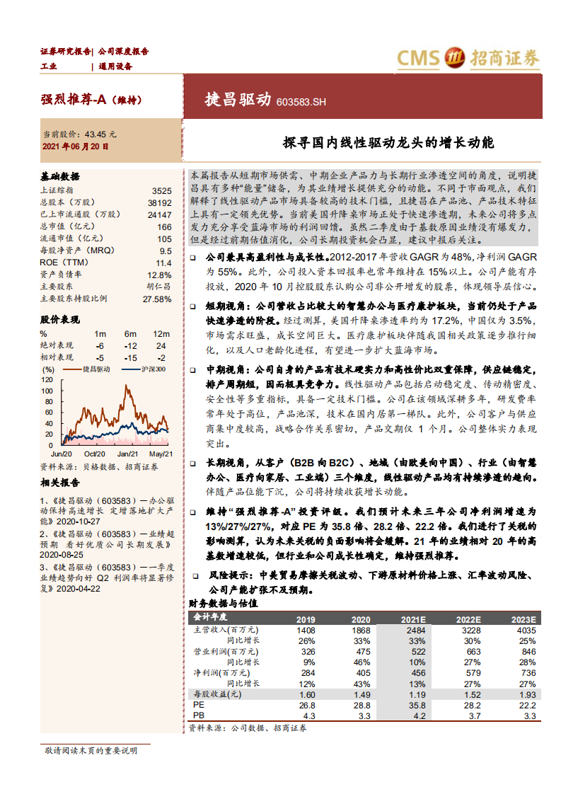捷昌驱动-探寻国内线性驱动龙头的增长动能-210620.pdf 第1页