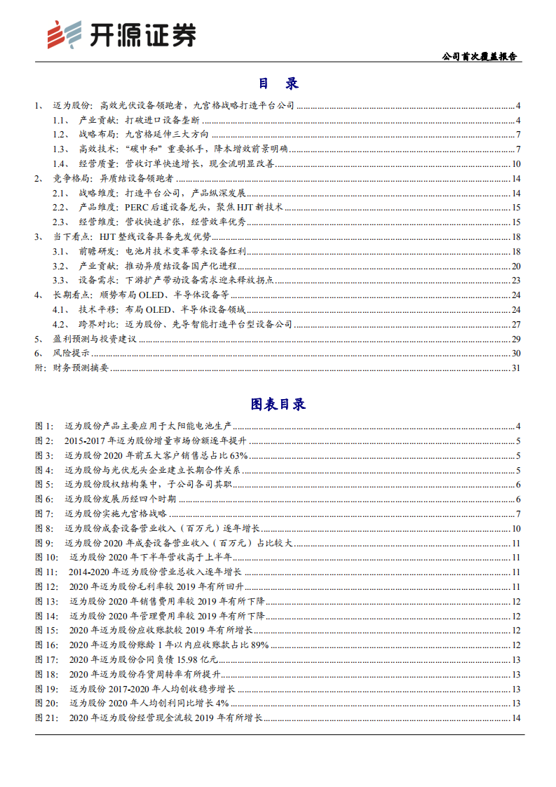 迈为股份-公司首次覆盖报告：高效光伏设备领跑者，九宫格战略打造平台公司-210602.pdf 第2页
