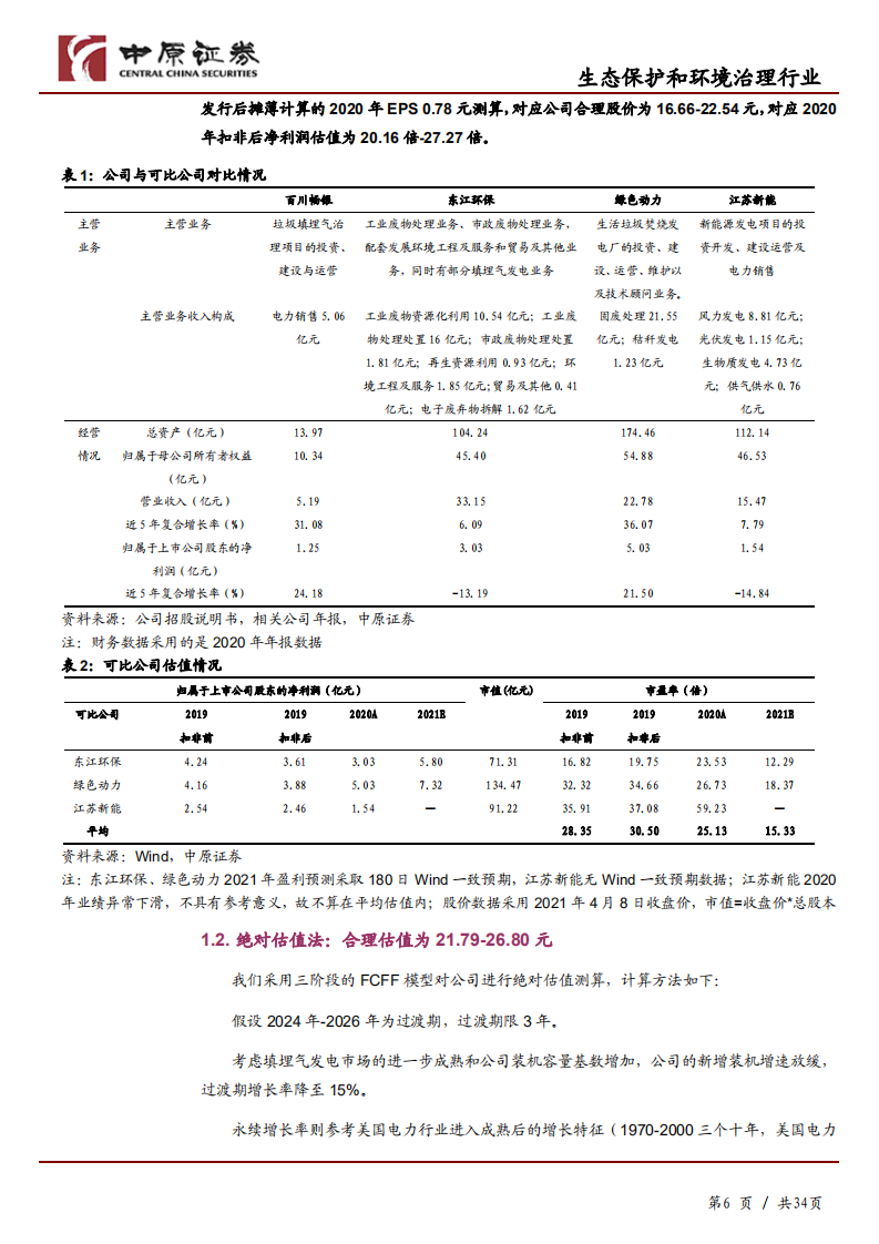 百川畅银-投资价值研究报告：国内领先的生活垃圾填埋气发电服务商-210427.pdf 第6页