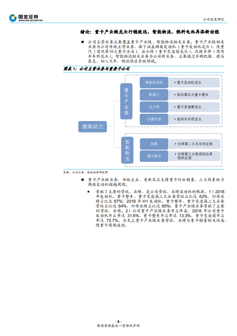 潍柴动力-重卡产业链龙头行稳致远，智能物流、燃料电池再添新动能-191015.pdf 第6页