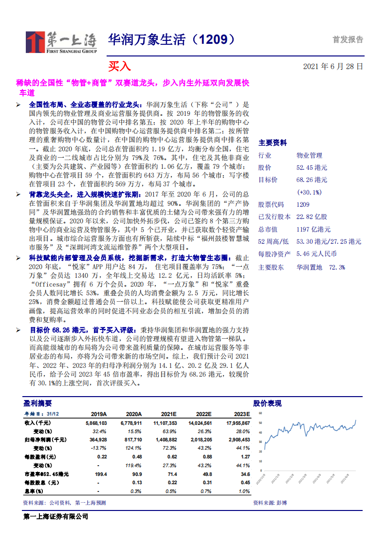 华润万象生活-稀缺的全国性&ldquo;物管+商管&rdquo;双赛道龙头，步入内生外延双向发展快车道.pdf 第1页