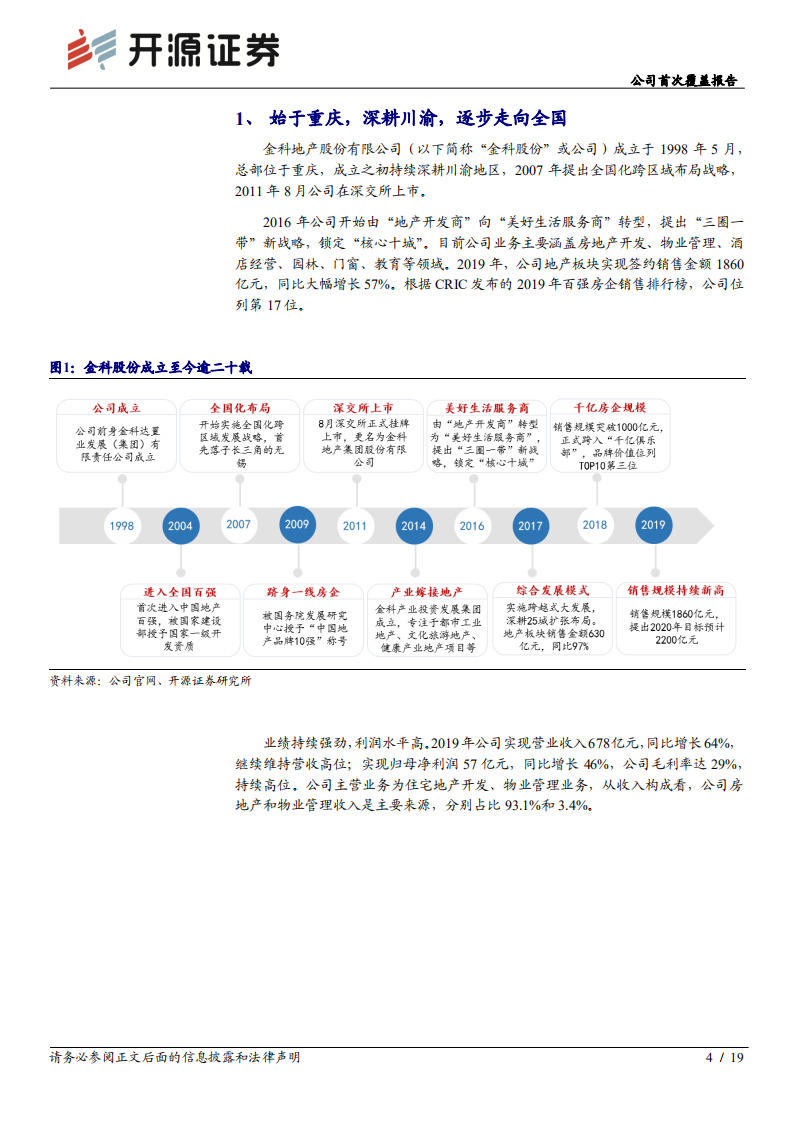 金科股份-公司首次覆盖报告：跨越发展，全国布局，四位一体多元业务协同并进-20200724.pdf 第4页