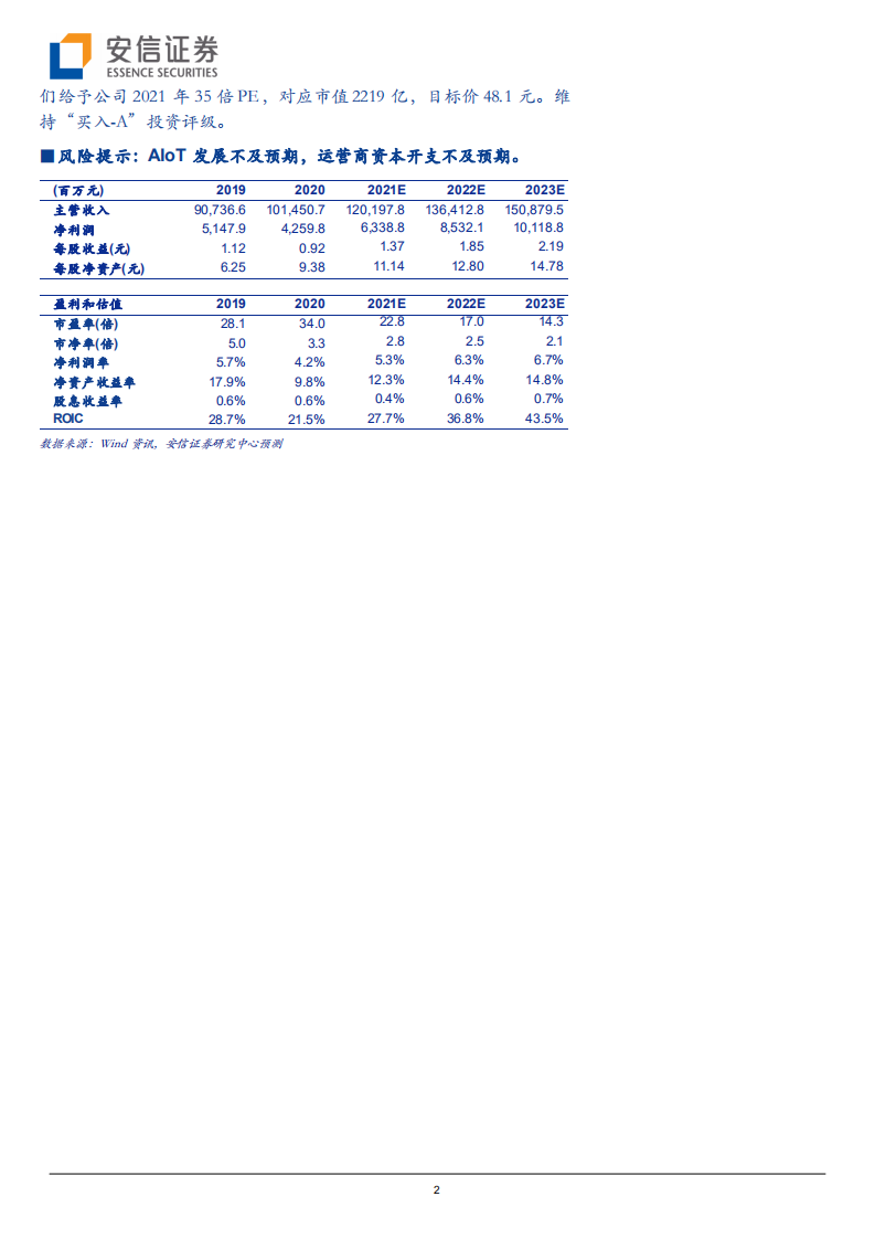 中兴通讯-受益AIoT景气度上行，物联网整体解决方案龙头有望再度腾飞-210627.pdf 第2页