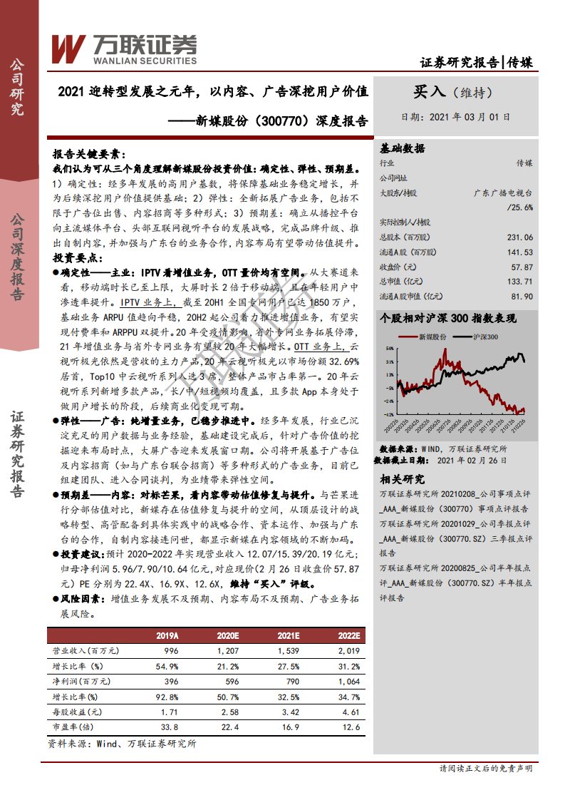 新媒股份-深度报告：2021迎转型发展之元年，以内容、广告深挖用户价值-210301.pdf 第1页