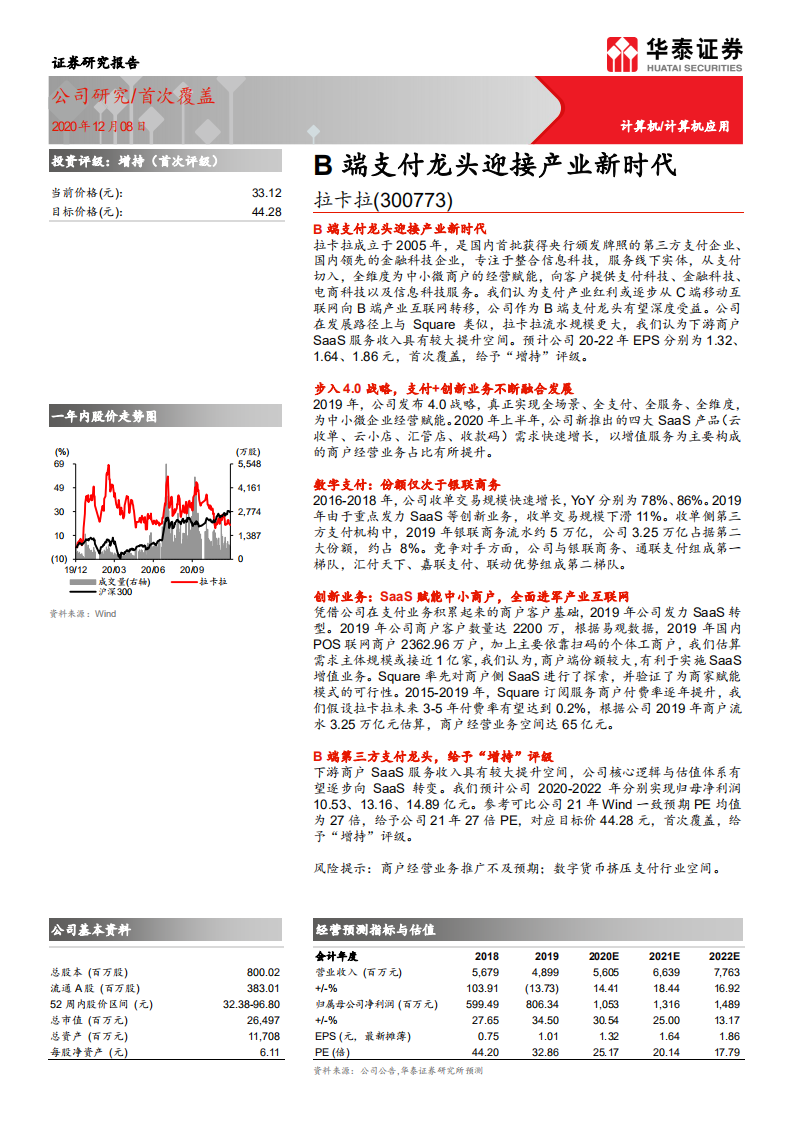 拉卡拉-B端支付龙头迎接产业新时代-20201208.pdf 第1页