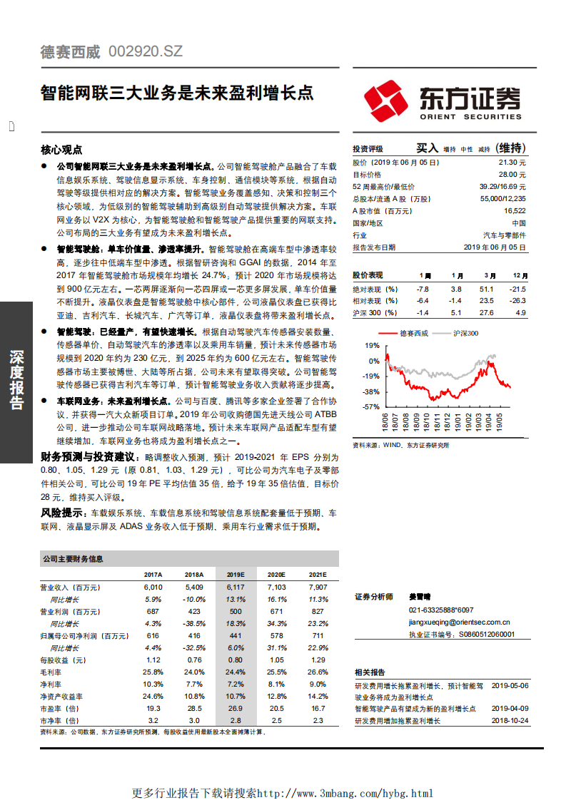 德赛西威-智能网联三大业务是未来盈利增长点-190605.pdf 第1页