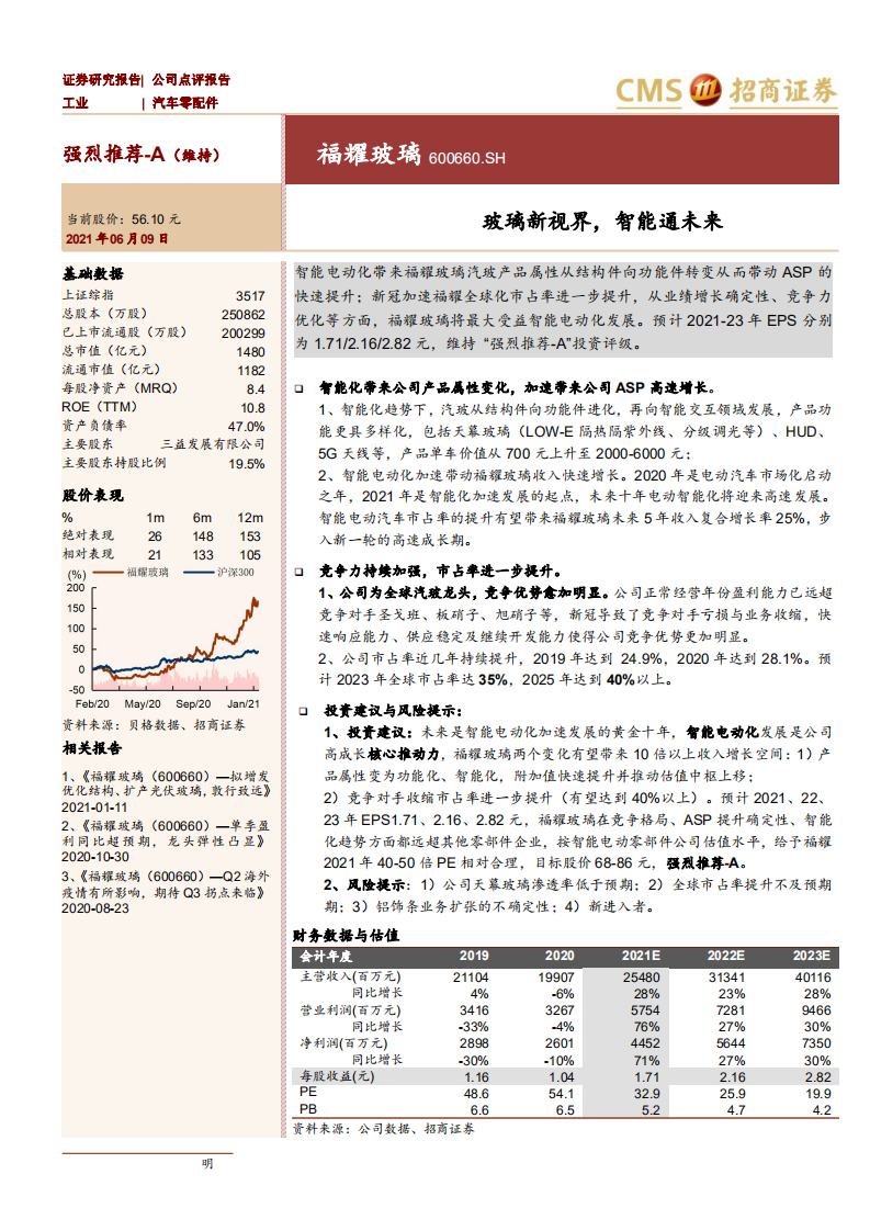 福耀玻璃-玻璃新视界，智能通未来-210609.pdf 第1页