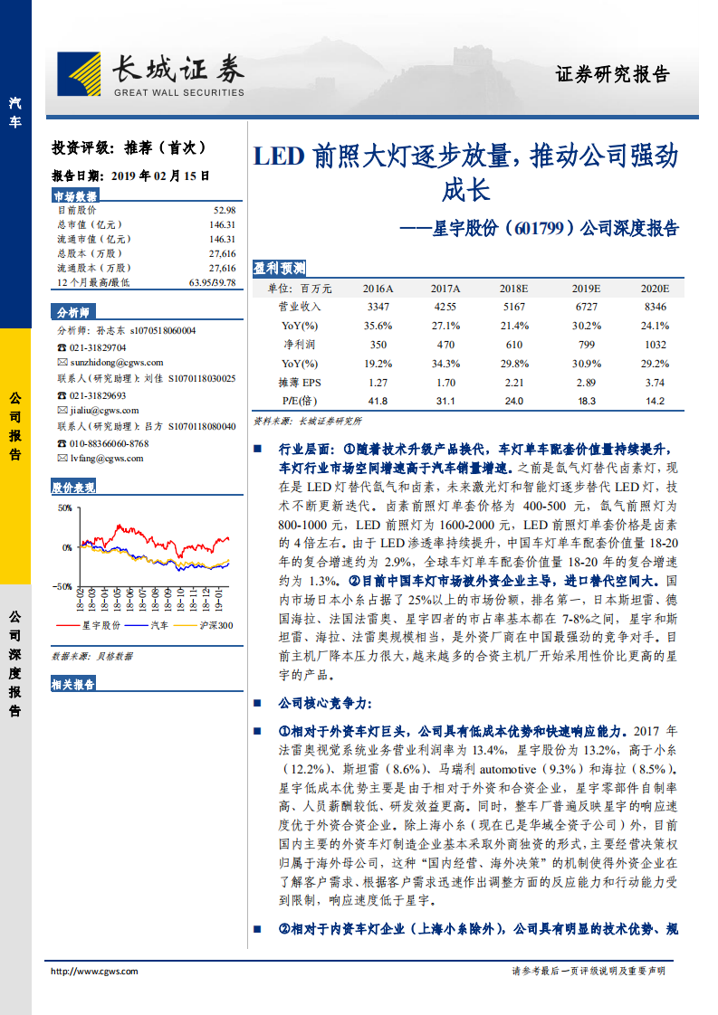 星宇股份公司深度报告：LED前照大灯逐步放量，推动公司强劲成长.pdf 第1页