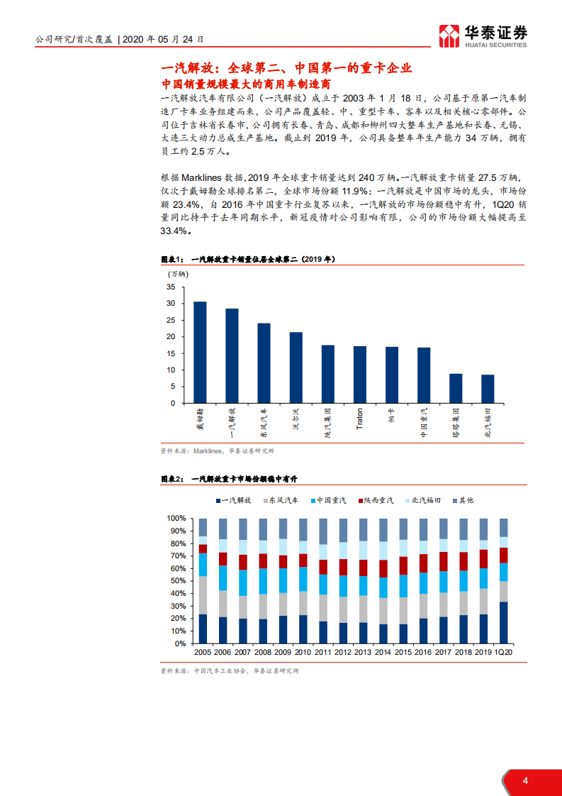一汽解放-一汽解放上市，龙头开启新时代-200524.pdf 第4页