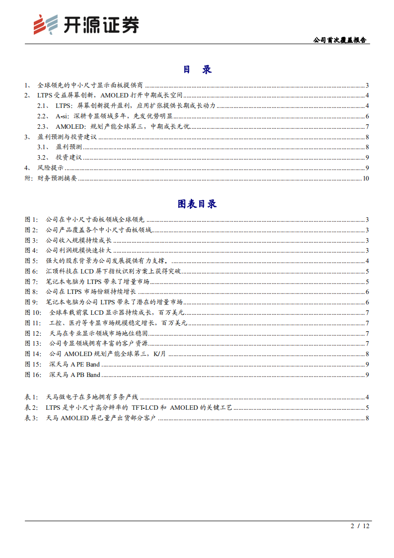 深天马A-公司首次覆盖报告：屏幕创新提升LTPS盈利，AMOLED打开成长空间-20200711.pdf 第2页