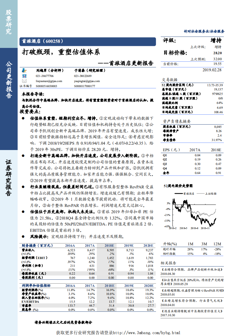 首旅酒店-更新报告：打破瓶颈，重塑估值体系-190228.pdf 第1页