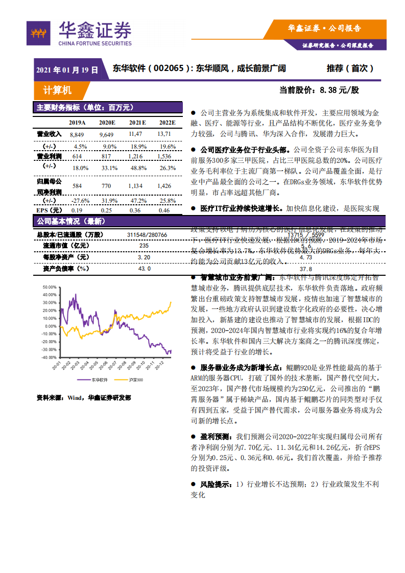 东华软件-东华顺风，成长前景广阔-210119.pdf 第1页